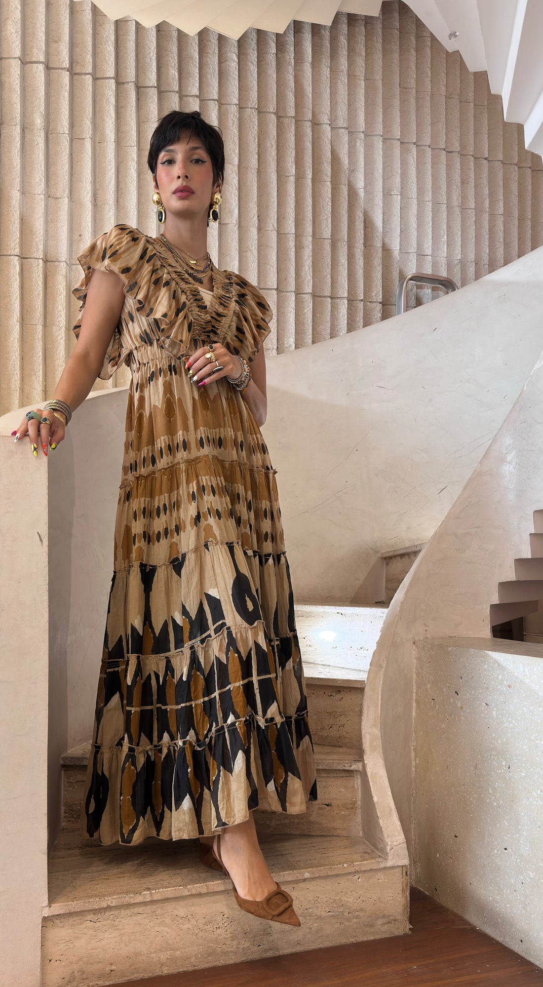Hilton Printed Tiered Maxi Dress