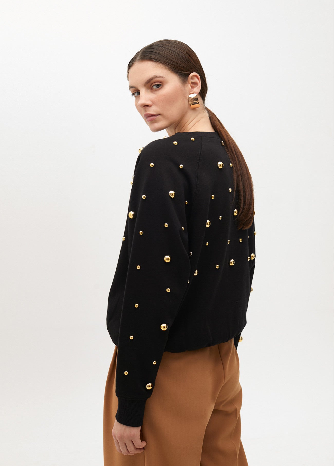 2511004 Round Neck Sweatshirt Top - Brown Loft
