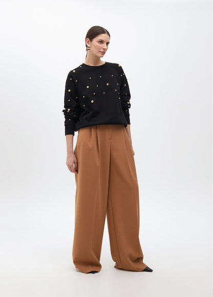 2511004 Round Neck Sweatshirt Top - Brown Loft