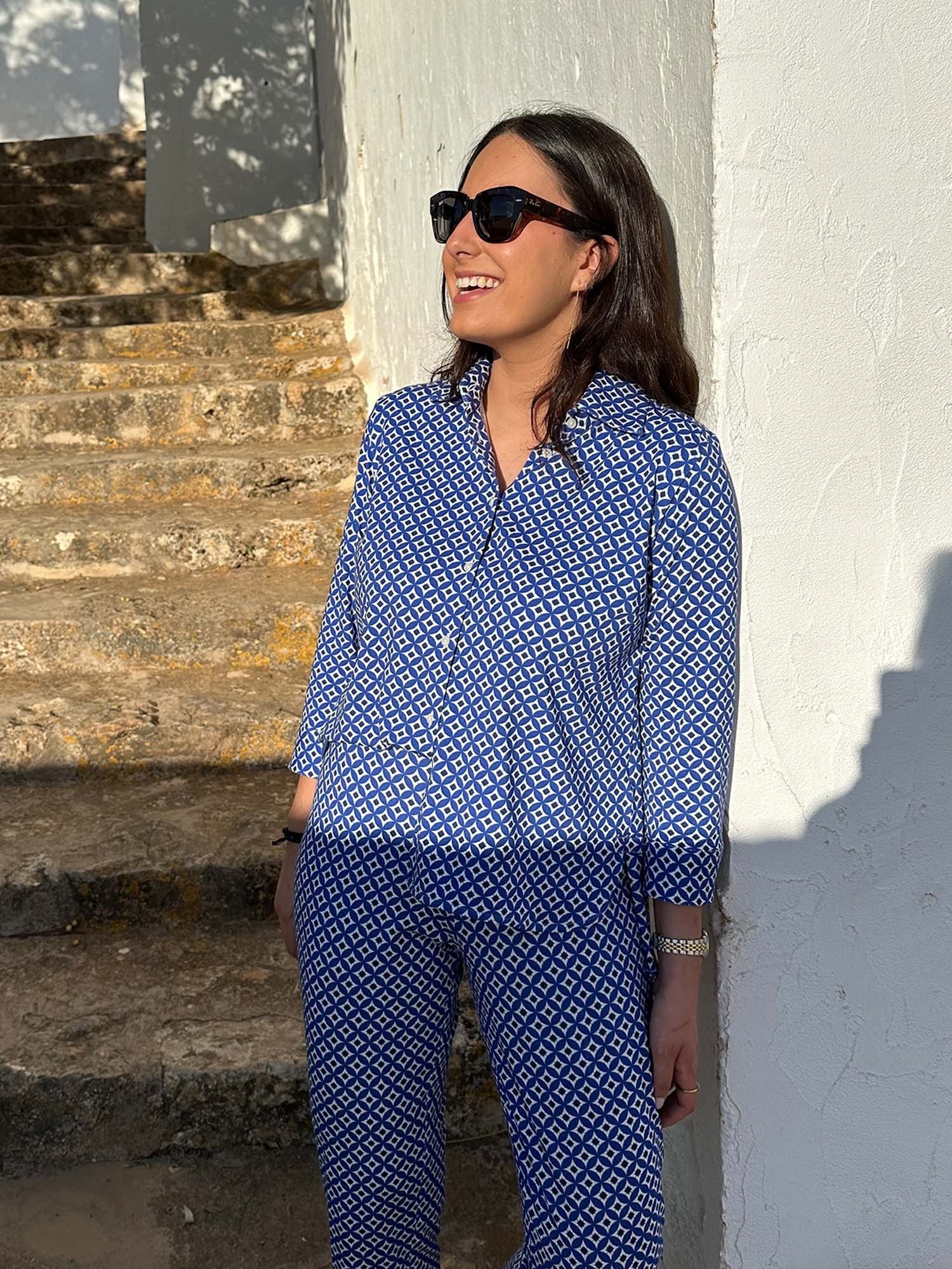 Geometric Print Shirt - 32247 - Brown Loft