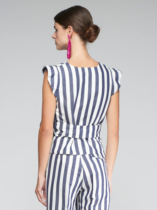 V Neckline Crossed Top - 32257