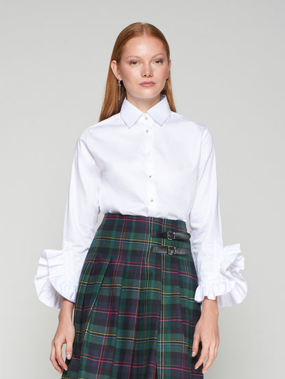 33008 Side Zippered Plaid Pleated Scottish Tartan Skirt - Brown Loft