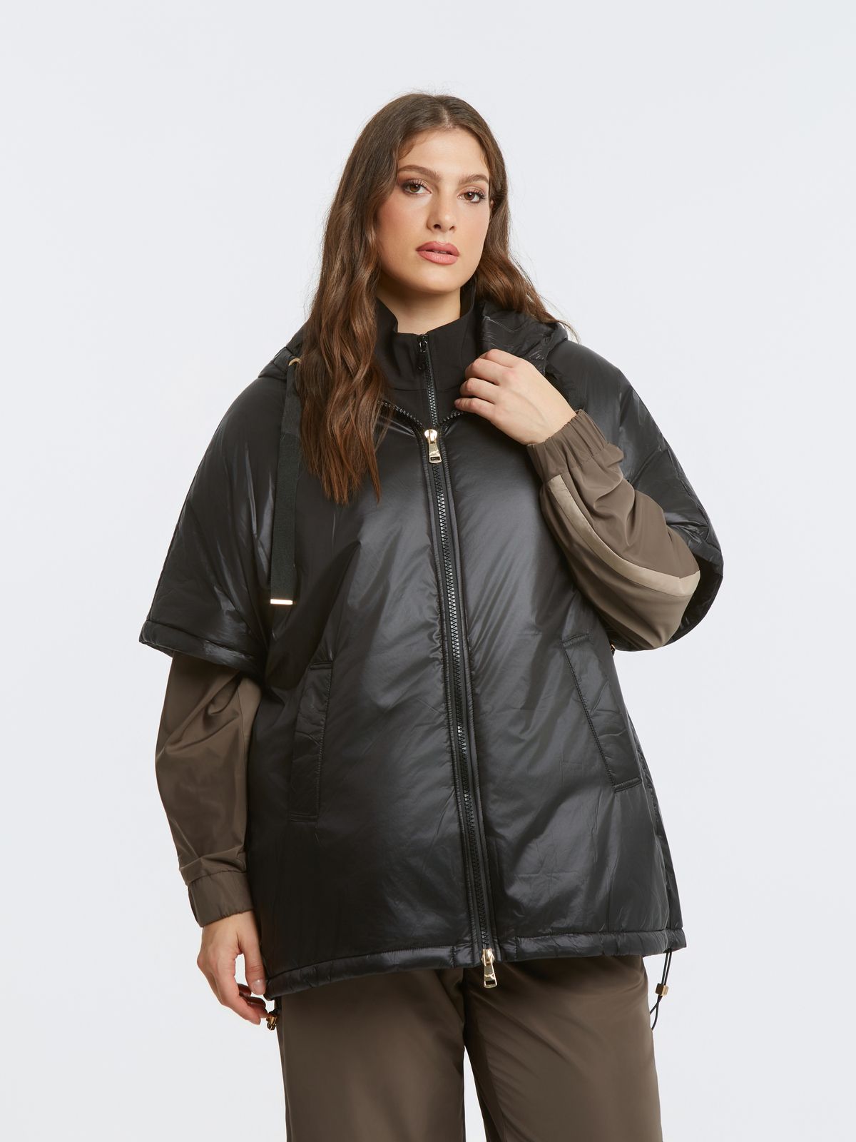 0004.4513 Relaxed Fit Hooded Puffer Jacket - Brown Loft