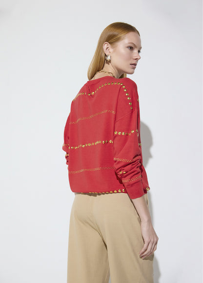 MF2611009 Striped Studded Sweater