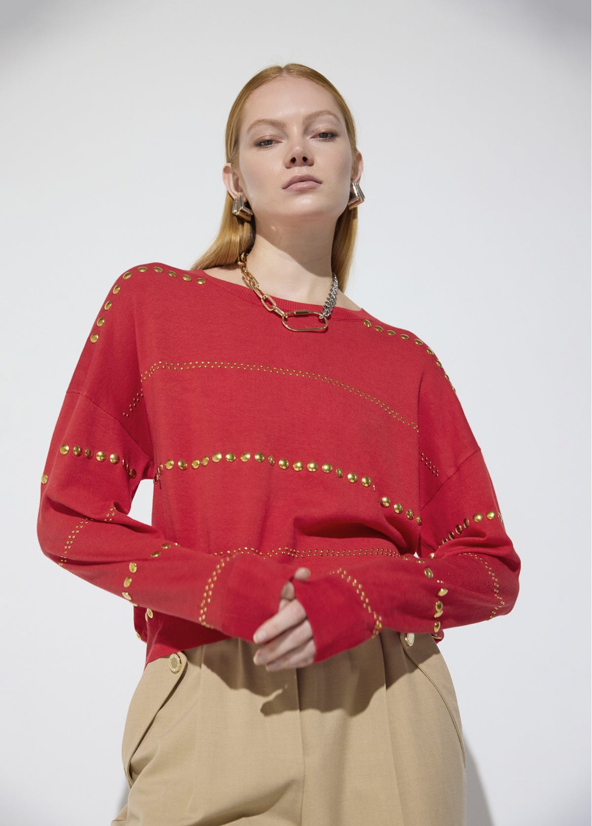 MF2611009 Striped Studded Sweater