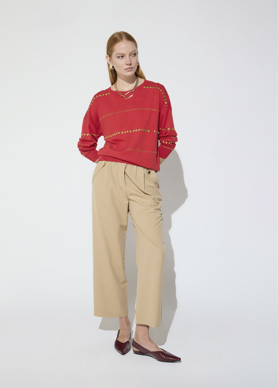 MF2611009 Striped Studded Sweater