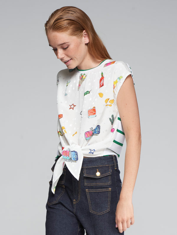 Round Neck Printed Sleeveless Top - 32246