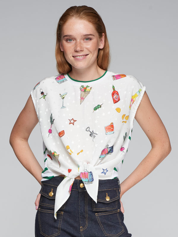 Round Neck Printed Sleeveless Top - 32246