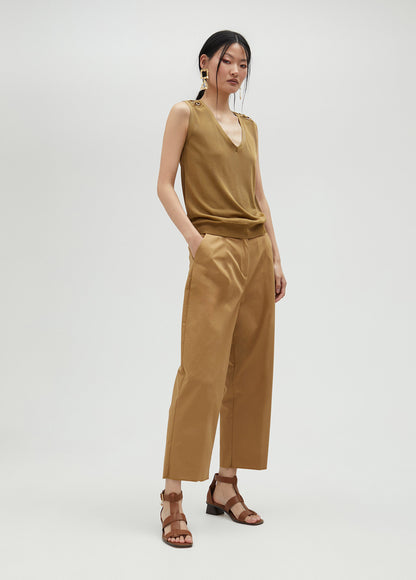 MS2514018 Cropped Tailored Pants - Brown Loft