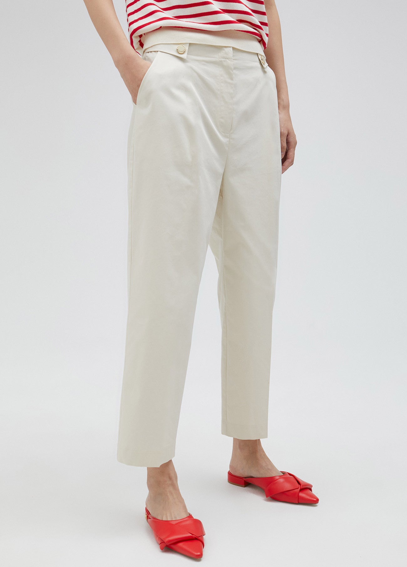 MS2514018 Cropped Tailored Pants - Brown Loft
