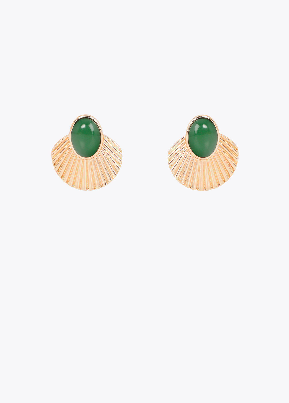 LF2603017 Fan Shaped Metallic Earrings