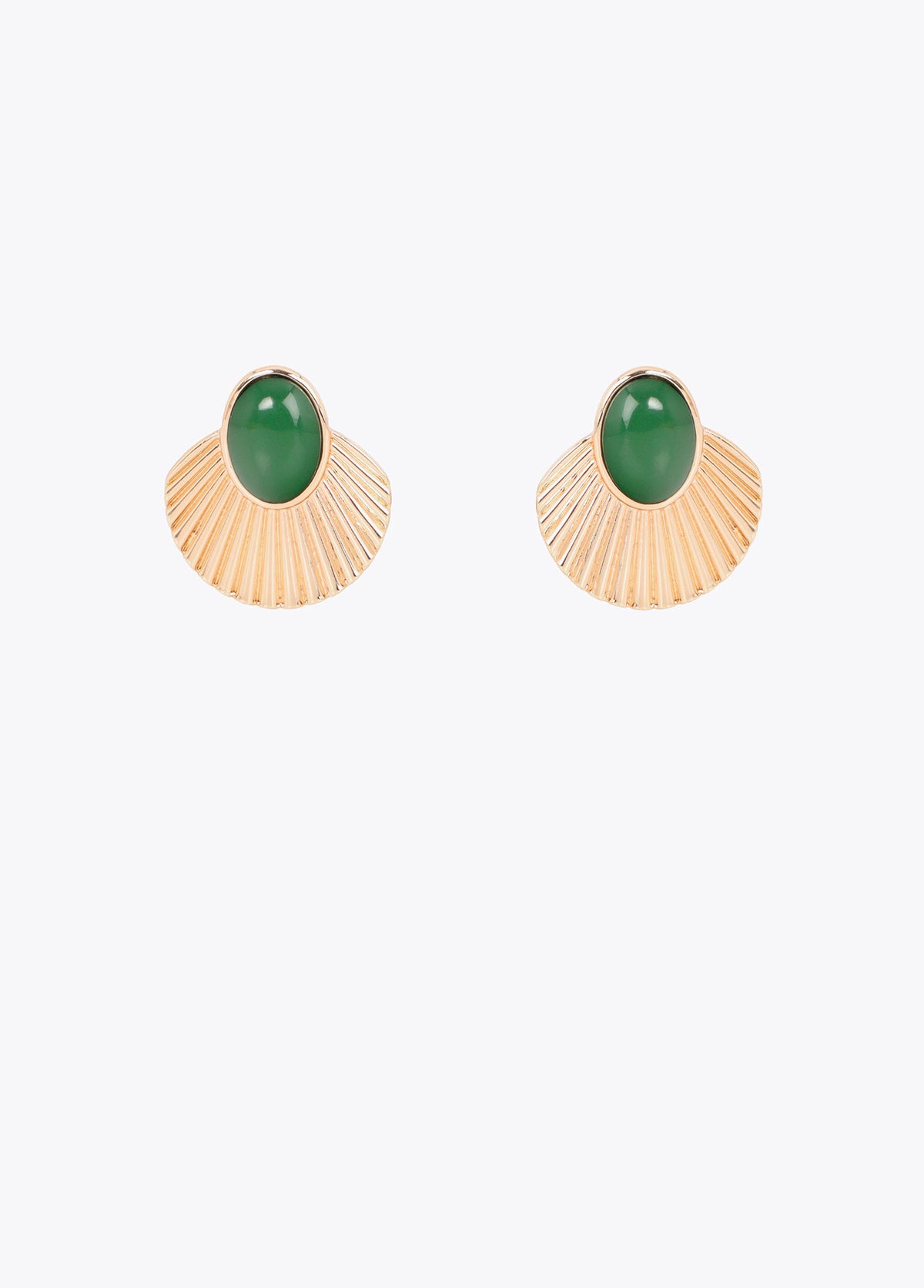 LF2603017 Fan Shaped Metallic Earrings