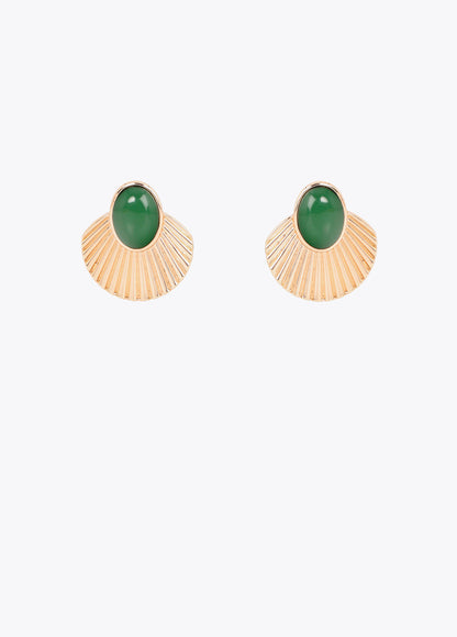 LF2603017 Fan Shaped Metallic Earrings