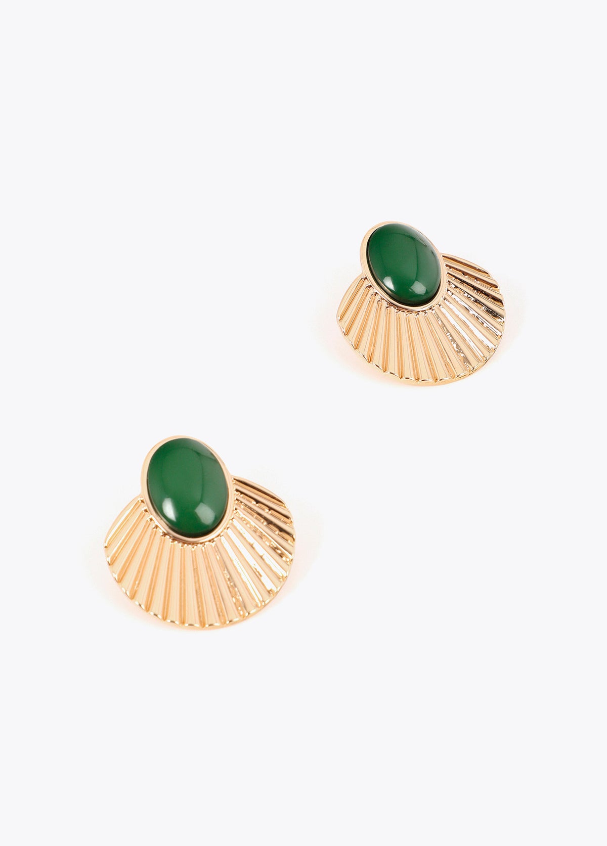 LF2603017 Fan Shaped Metallic Earrings