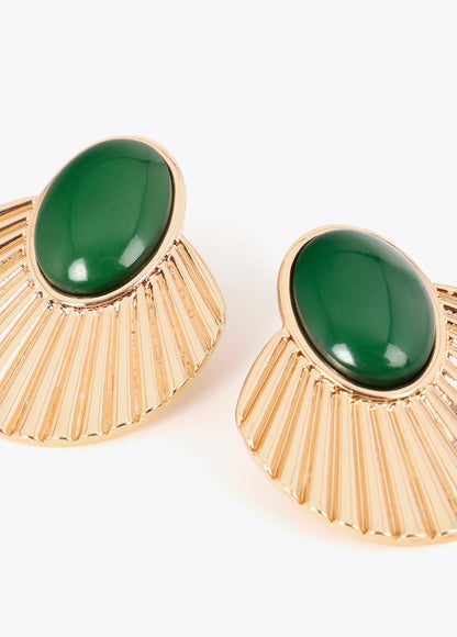 LF2603017 Fan Shaped Metallic Earrings