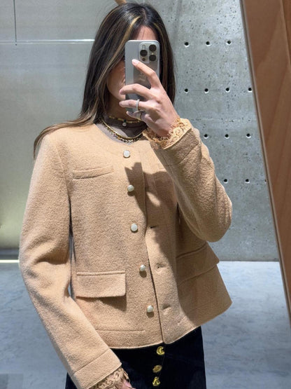 Wool Short Coat - EA-24W526 - Brown Loft