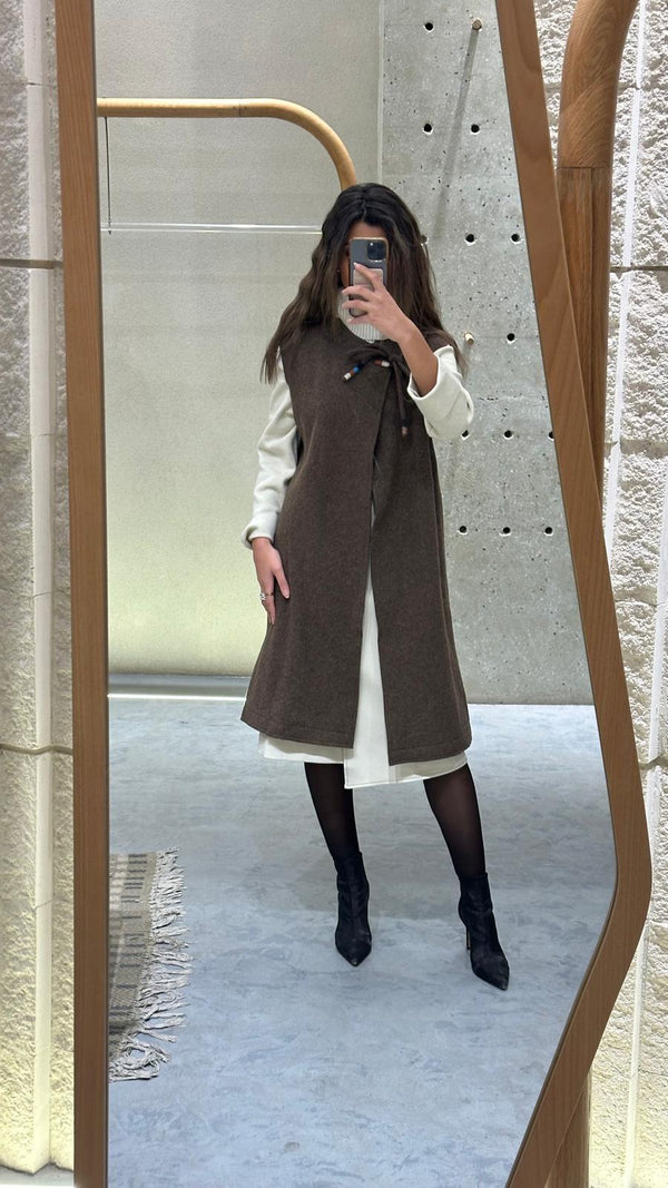 24W-2082 Overlap Wool Vest سترة من الصوف المتداخل