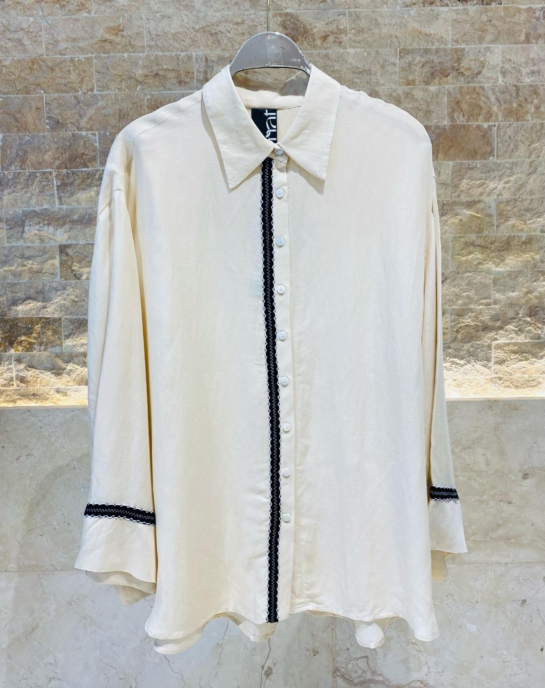 Oversized Linen Long Back Shirt - 8301.3015 - Brown Loft