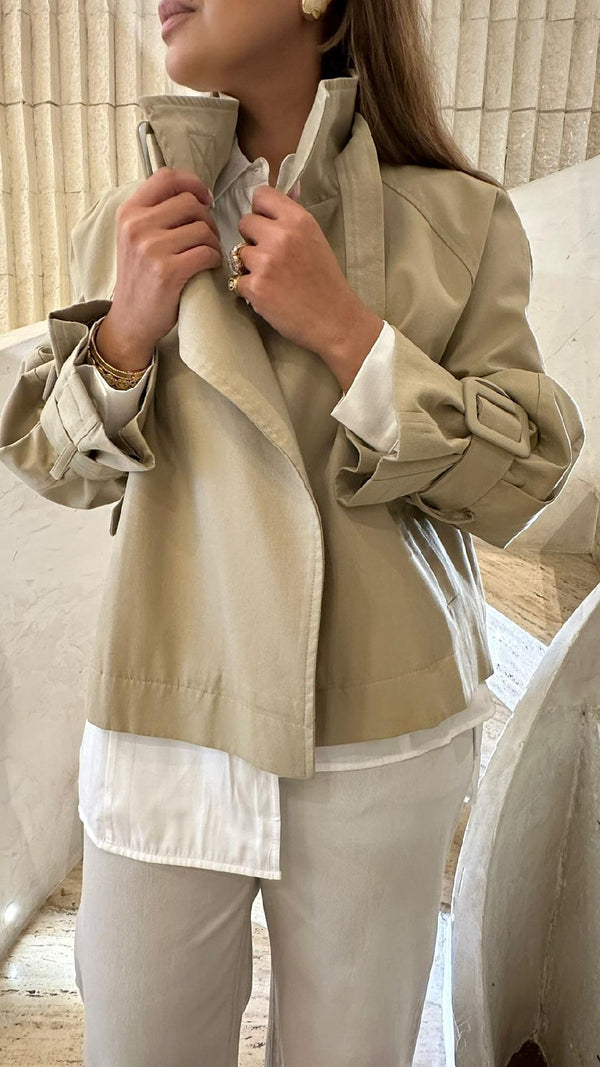 COBCC6001 (Overlay Cropped Trench Coat) تراكب معطف خندق اقتصاص