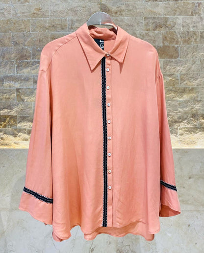 Oversized Linen Long Back Shirt - 8301.3015 - Brown Loft