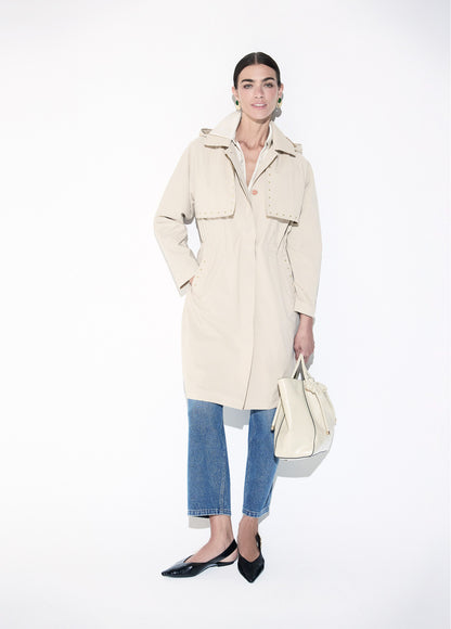 LF2601005 Placket Buttoned Collared Trench Coat