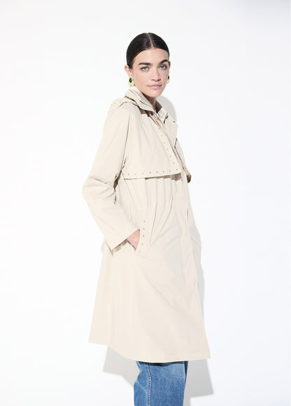 LF2601005 Placket Buttoned Collared Trench Coat
