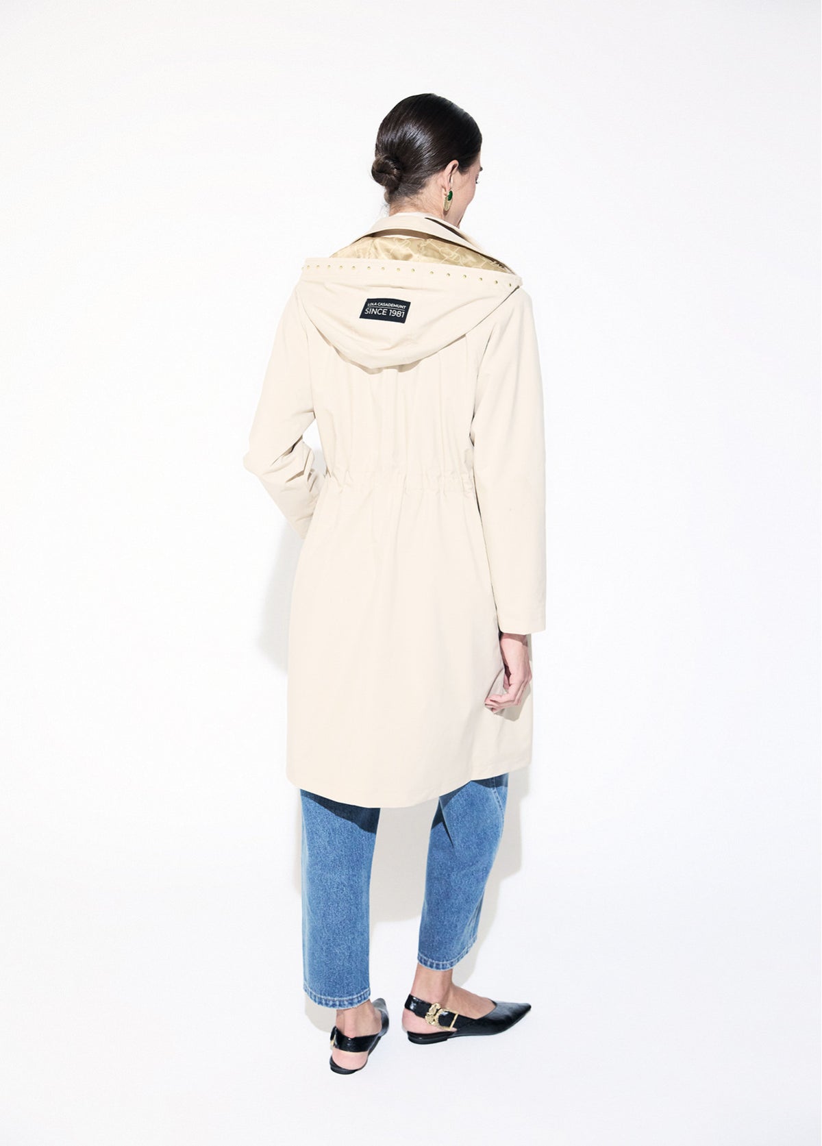 LF2601005 Placket Buttoned Collared Trench Coat