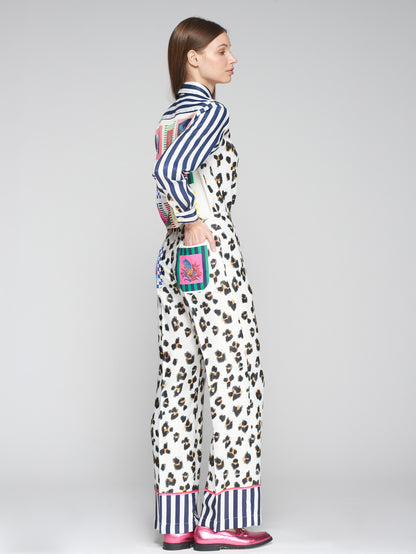 Leopard Print Satin Pants - 32472 - Brown Loft