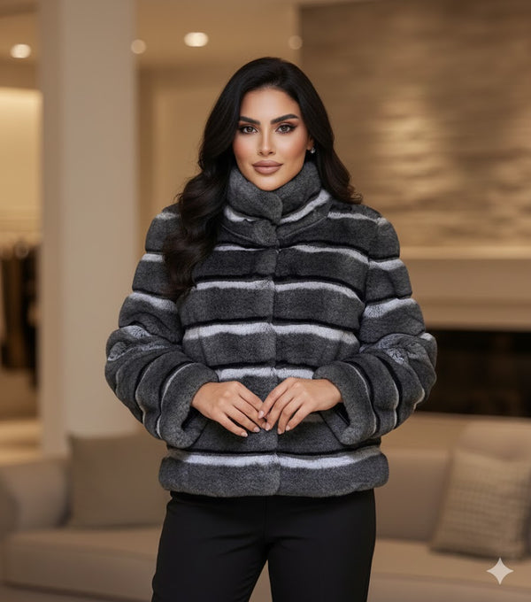 Bianca سترة من الفرو الصناعي على طراز شينشيلا