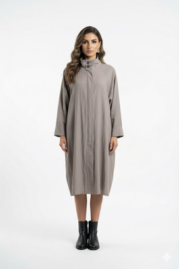 25AW-5060 Zippered Oversized Dress Coat معطف رسمي كبير الحجم بسحاب