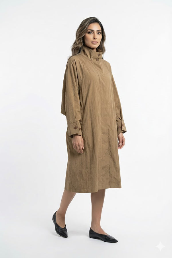 25AW-5060 Zippered Oversized Dress Coat معطف رسمي كبير الحجم بسحاب