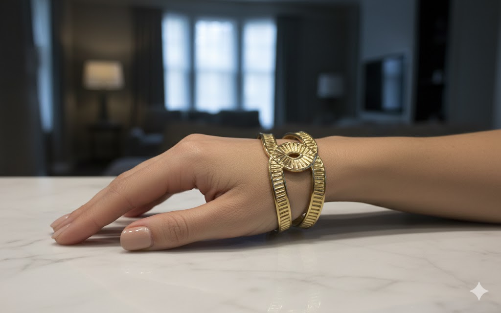 BRA2125051 Chanel Style Cuff Bracelet - Brown Loft