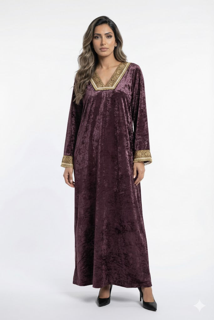 Velvet Fringe Kaftan - Brown Loft