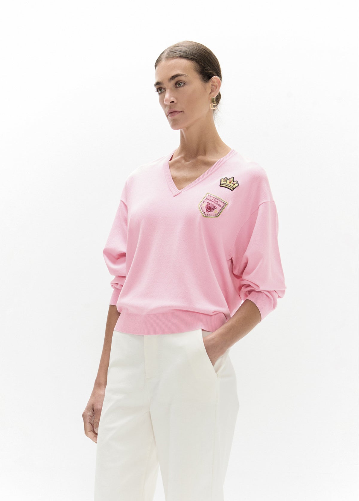 LF2611026 V Neck Sweater Top