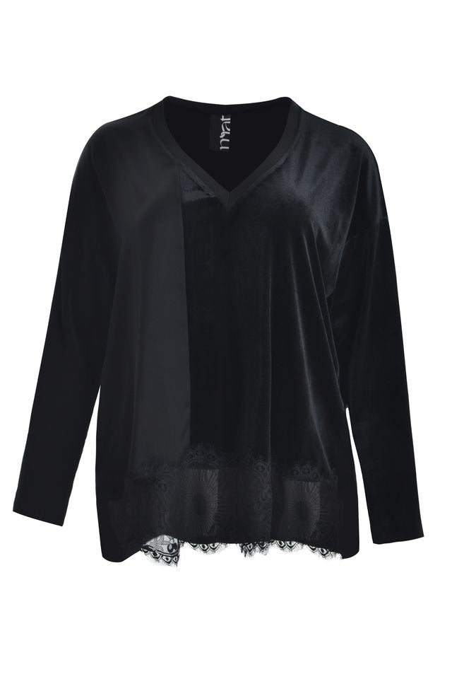 Velvet Top with Lace Detail 8601.1037
