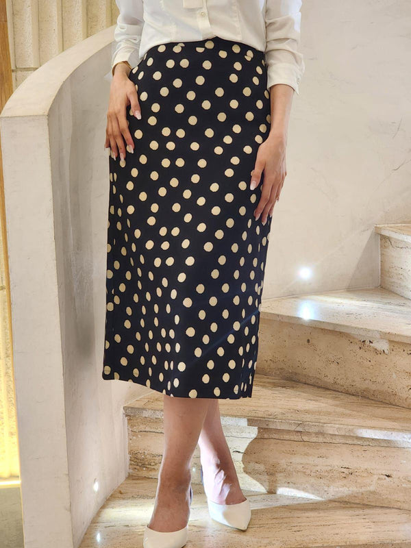 COBAS2034 (Polka Dot A Line Midi Skirt) تنورة ميدي من بولكا دوت إيه لاين