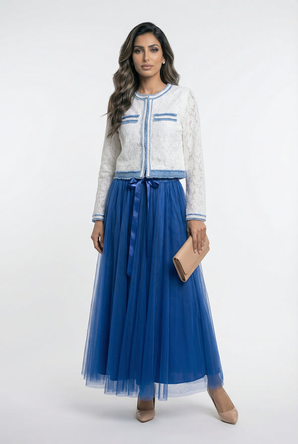 CK08077 Long Tulle Skirt تنورة تول طويلة