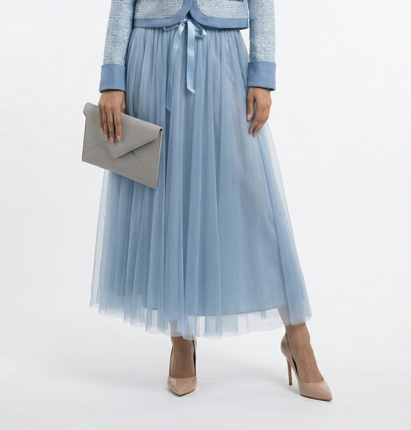 08077 Long Tulle Skirt تنورة تول طويلة