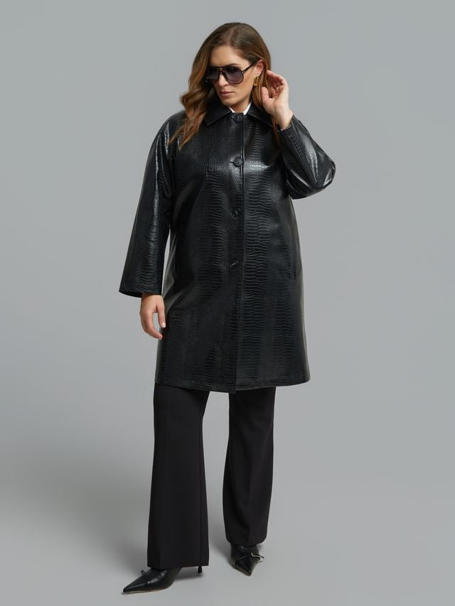 Textured Faux Leather Midi Coat 8603.4028.N