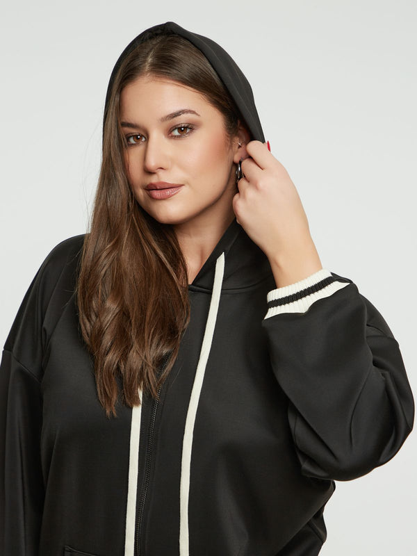 8401.4046 Zippered Hoodie Oversized Jacket سترة بغطاء رأس وسحاب كبيرة الحجم
