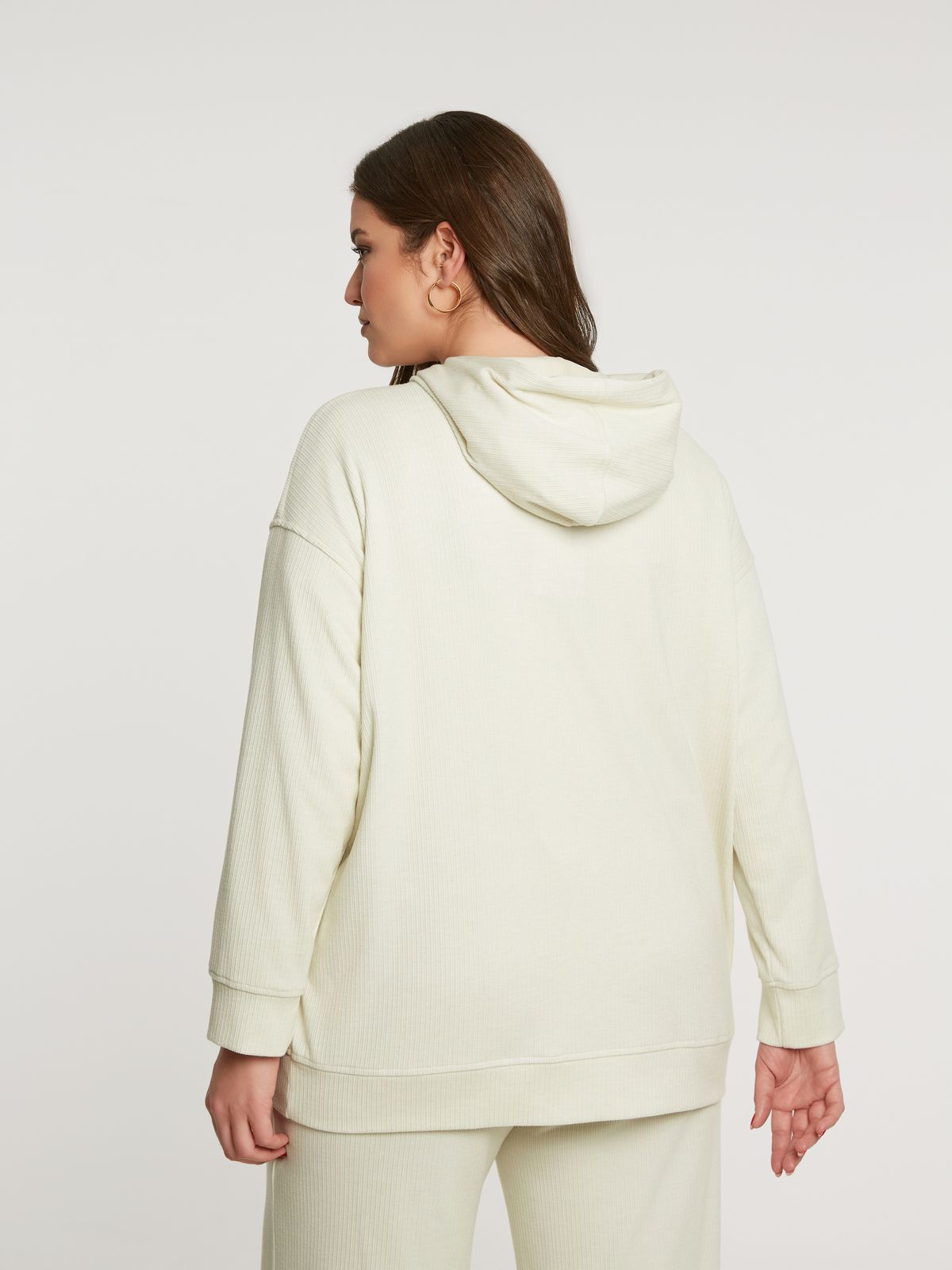 8401.4044/2041 Hoodie Ribbed Jacket and Wide Leg Ribbed Pants - Brown Loft
