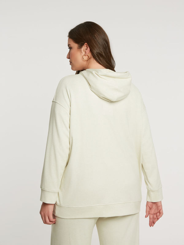 8401.4044/2041 Hoodie Ribbed Jacket and Wide Leg Ribbed Pants سترة بغطاء رأس مضلع وبنطلون واسع الساق مضلع