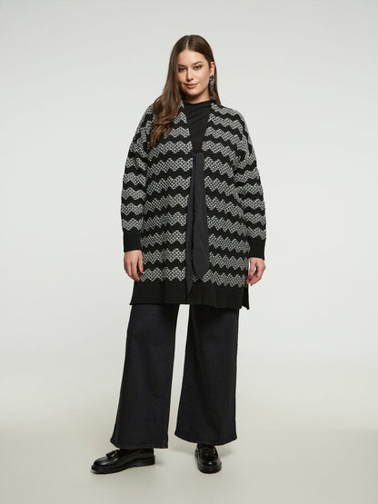 8401.5031 Zigzag Knit Cardigan - Brown Loft