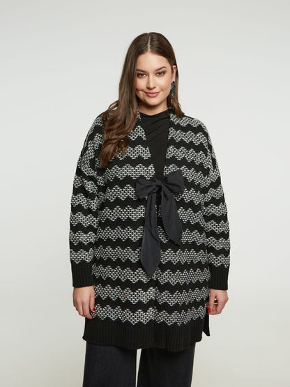8401.5031 Zigzag Knit Cardigan - Brown Loft