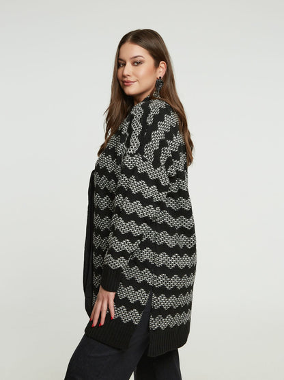 8401.5031 Zigzag Knit Cardigan - Brown Loft