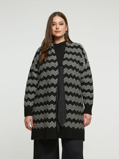 8401.5031 Zigzag Knit Cardigan - Brown Loft